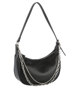 Fashion Chain Link Hobo Shoulder Bag GLE-0138 BLACK